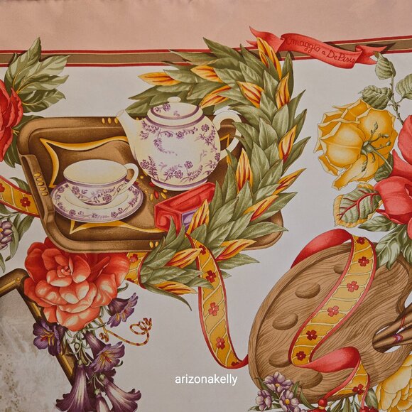 *RARE* Salvatore Ferragamo Omaggio a DePisis Silk Scarf Hand Rolled - Picture 14 of 16